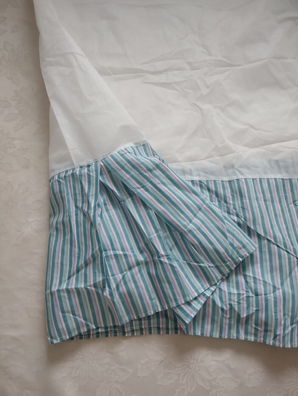 Blue Striped Bed Skirt